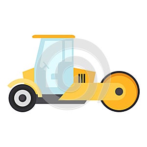 Road roller icon, flat style