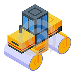 Road roller icon, isometric style