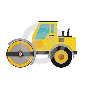 Road roller icon. Under construction concept. Vector graphic