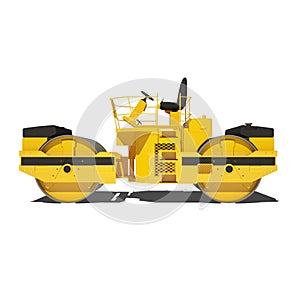 Road roller isolated on white background.