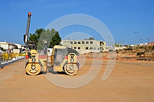 A Road Roller On A Levelled Surface