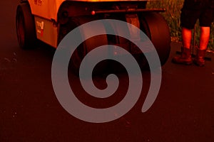 road roller machine construction worker.