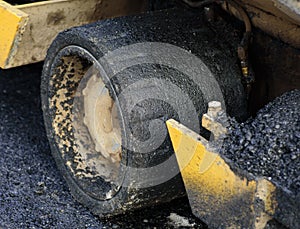 Road roller on the new alphalt