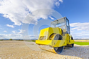 Road-roller on repairing of the road