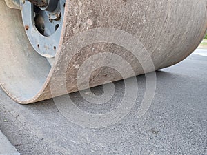 Road roller in a road construction
