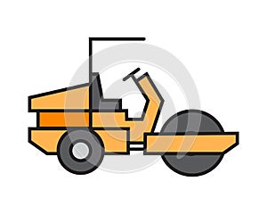 road roller vector illustration design. heavy construction machines equipment for building project