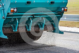 Road roller working on the construction site