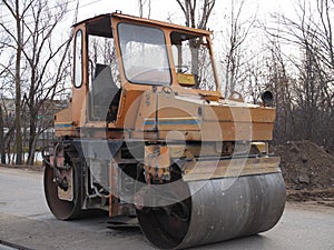 Road rollers during asphalt compaction works