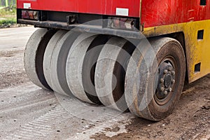 Road rollers during asphalt compaction works