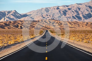 A road runs in the Death Valley National Park, California, USA