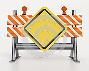 Road safety barrier isolated on white background. 3D illustration