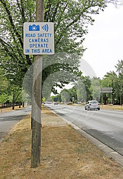 Road Safety Cameras Operate in this Area warning sign