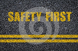 Road safety concept: Safety first on asphalt with centre lines