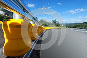 Road safety kits for curved cars. Between the best system of road dividers located at the corner of the highway installed for road