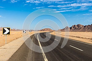 Road in Sahara desert in Egypt