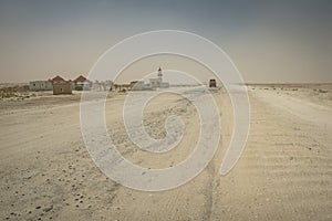 A road in Sahara Desert in Mauretania, Western Africa in rural area.