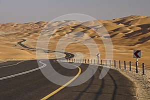 Road through sand dunes of Liwa, Abu Dhabi