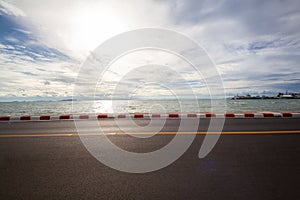 Road beside the sea in evening at Samui,THAILAND