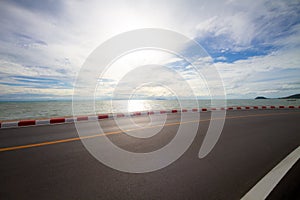 Road beside the sea in evening at Samui,THAILAND