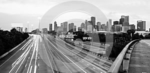 Road Seem to Converge Downtown City Skyline Houston Texas