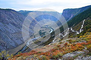 The Road serpentines to the pass Katu Yaryk. Altai