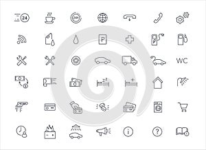 Road service thin icons vector set. Car repair startion