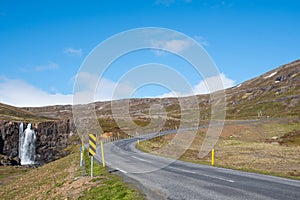 Road in seydisfjordur in east Iceland