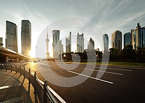 Road in shanghai lujiazui center