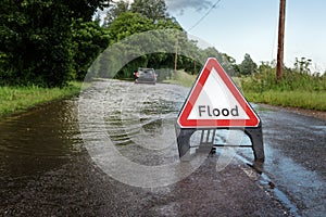 Road side flooded sign