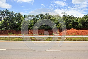 Road side at mountain and forest with sky background