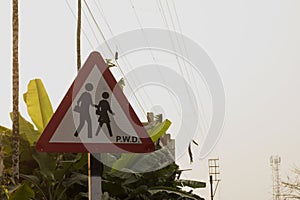 Road side school ahead sign board