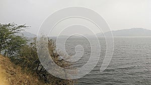 Road side view of the Lake in winter