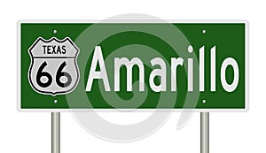 Road sign for Amarillo Texas on Route 66 photo