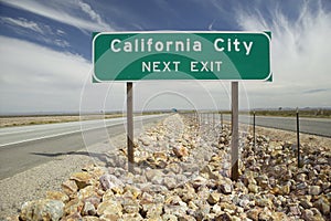 A road sign announcing arrival at California City, CA
