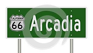 Road sign for Arcadia California on Route 66