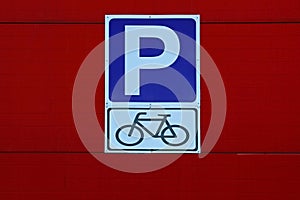 Road sign `Bicycle parking`
