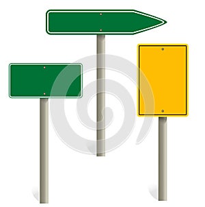 road sign blank template. Road sign set traffic blank sign mockup blank.