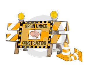 Road sign of a brain under construction