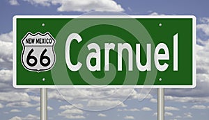 Road sign for Carnuel New Mexico on Route 66