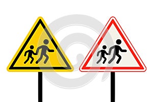 Road sign caution children.