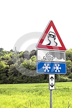 Road Sign Caution curves ahead