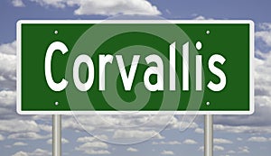 Road sign for Corvallis Oregon