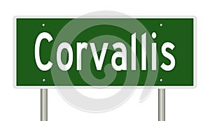Road sign for Corvallis Oregon