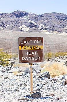 Road sign in Death Valley warning