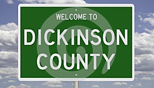 Road sign for Dickinson County