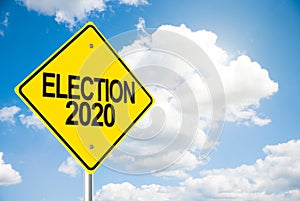 Road sign Election 2020 on sky