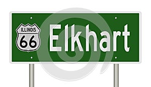 Road sign for Elkhart Illinois on Route 66