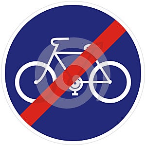 Road sign for end of bicycle lane, vector icon