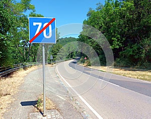 Road sign End of recommended speed in Luxembourg.