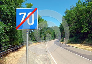 Road sign End of recommended speed in Luxembourg.